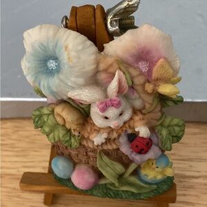 Decorative Bunny Basket Figurine - Multicolor